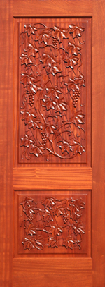 Grapes carved wood door